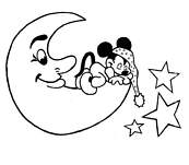 coloriage bebe mickey dans la lune